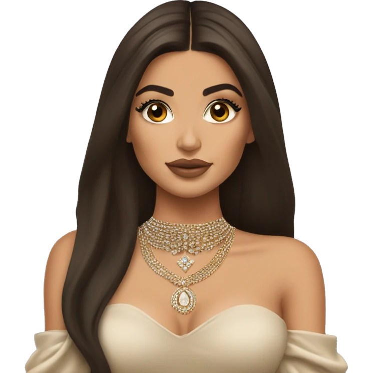 Kylie Jenner Princess with jewellery brown hair emoji