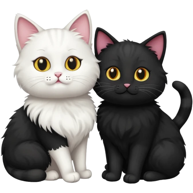 White cat and a black cat emoji