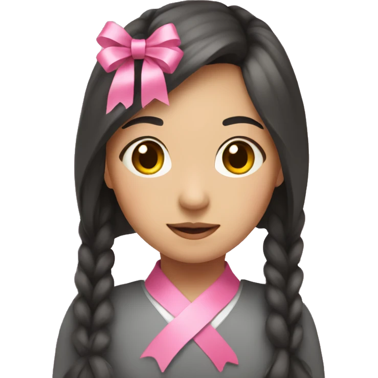 Asian girl with pink ribbons  emoji