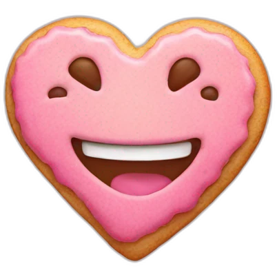 pink smiling cookie heart shape emoji