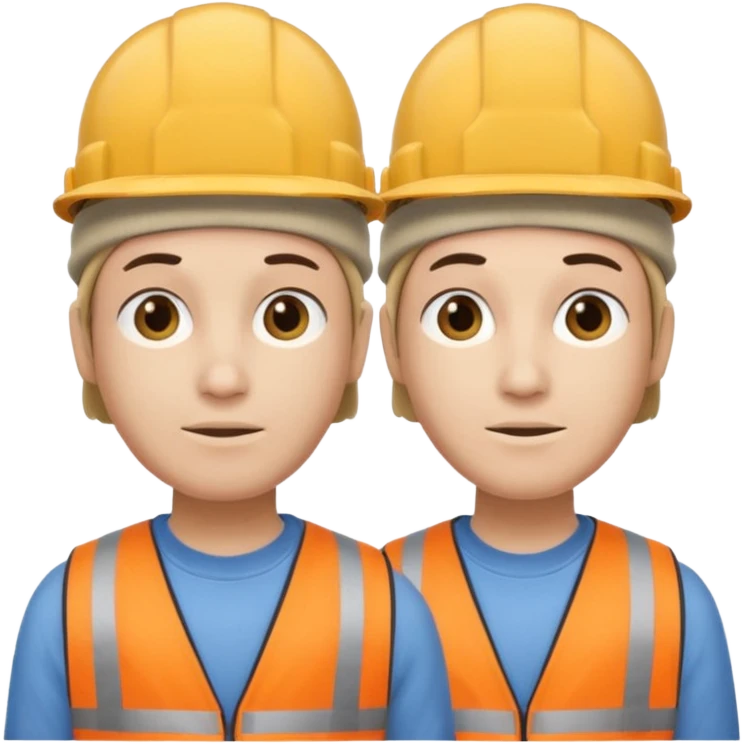 one person who has conjoined heads (total 2, joined at the neck). One head wears a construction cap, the other a woolen beanie. emoji