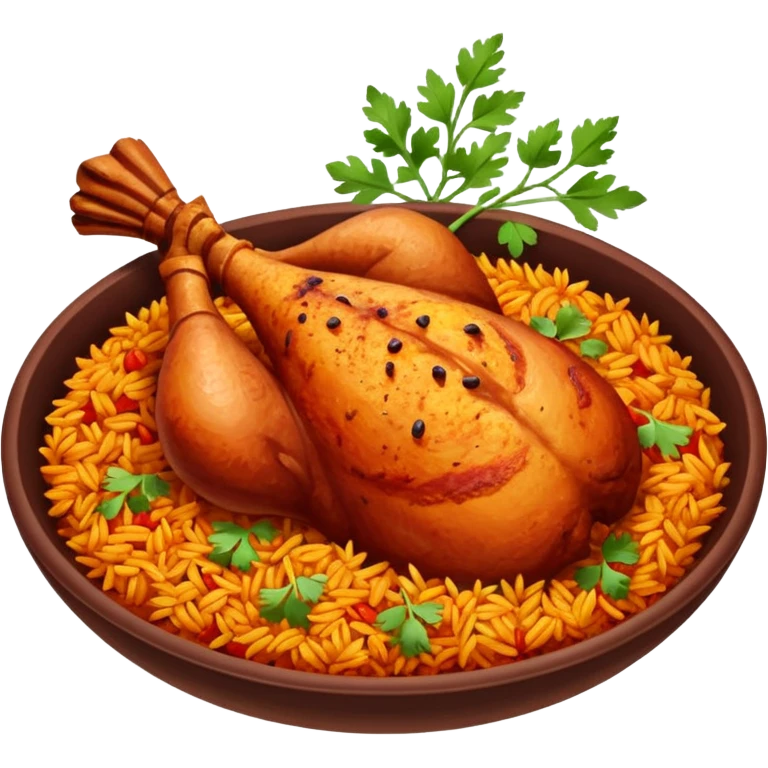 chicken tandoori whole leg  with  tandoori red masala rice emoji