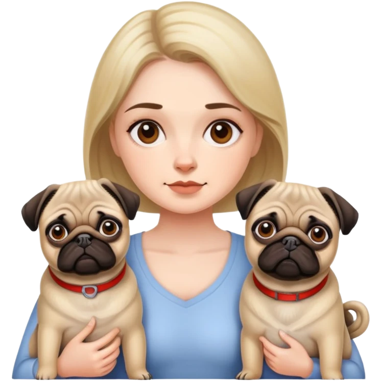 Woman with two pugs emoji