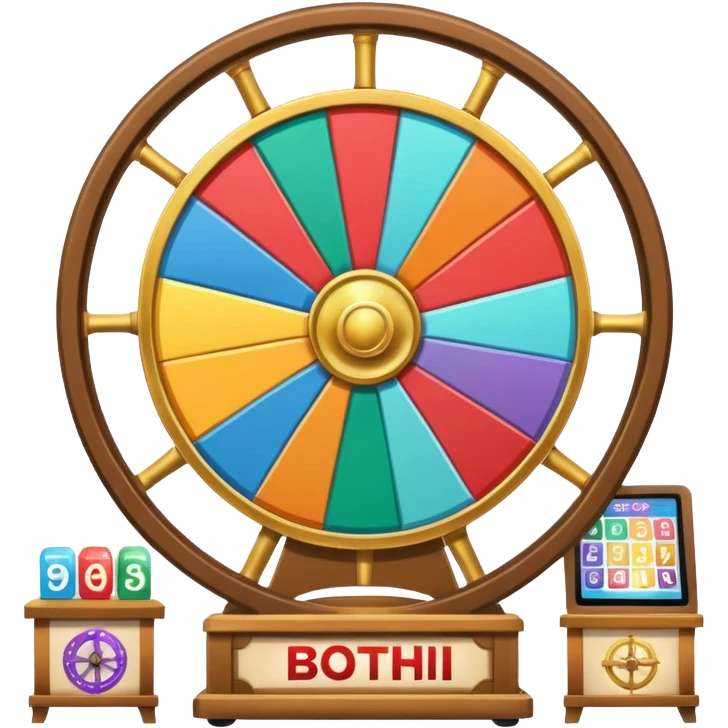 wheel of fortune, large, at booth, no ship wheel emoji