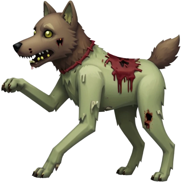 A dog raiding a zombie like minecrafty like a chicken jocky but instead wolf jocky or dog jocky emoji