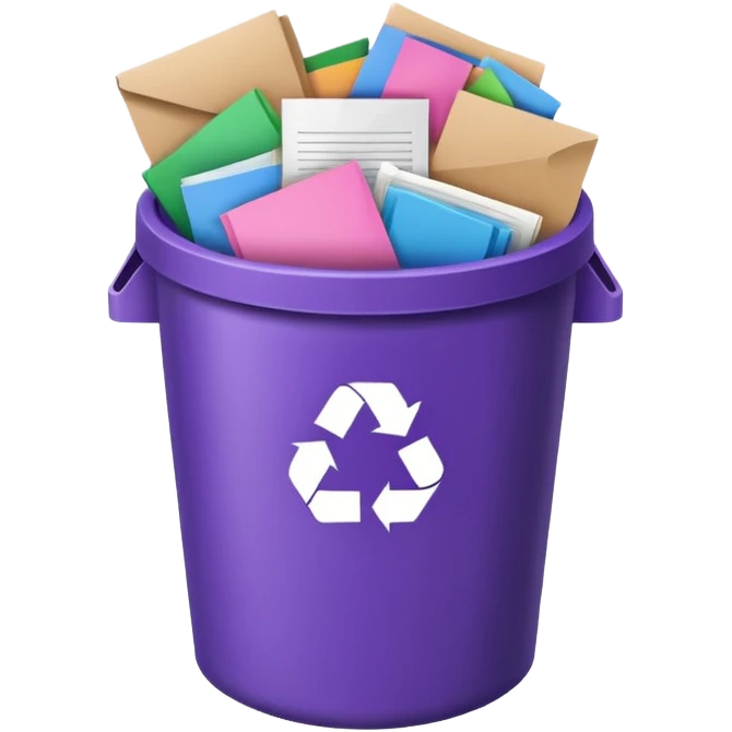 round purple recycle bin full emoji