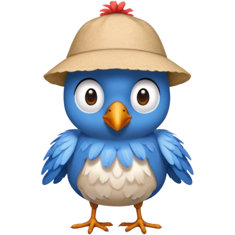 A bird that has a pillow hat and has a blue summer shirt emoji