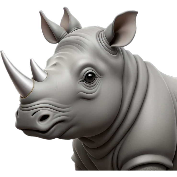 cinematic-noble-rhinoceros-portrait-emoji,-poised,-with-a-massive,-powerful-build-and-a-thick,-hide-of-slate-gray,-deep-set-soulful-piercing-eyes,-simplified-yet-sharp-and-sophisticated-features,-highly-detailed, with large black eyes, szoomed out showing houlders emoji