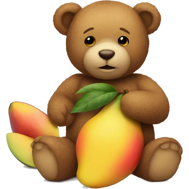 teddy bear holding a mango emoji