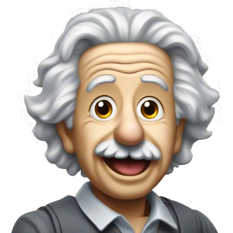 albert einstein with wawing hand and is happy emoji