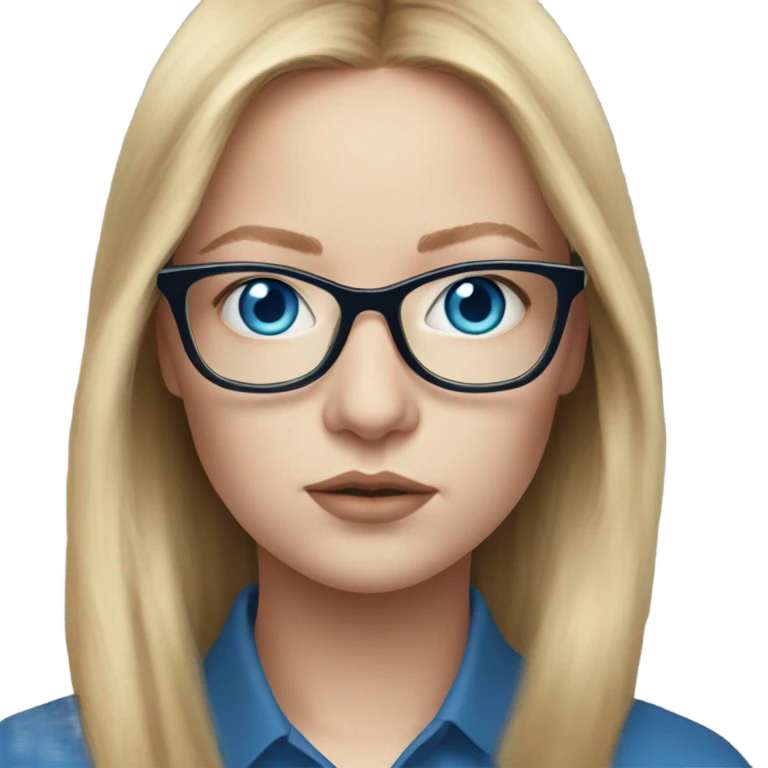 Life like anna delvey blonde, blue eyes wearing glasses  emoji