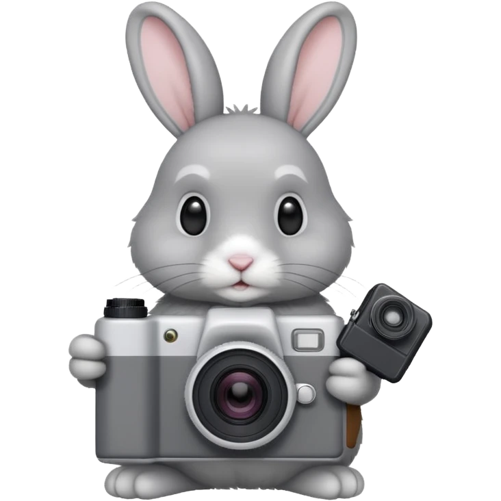 gray rabbit white camera emoji