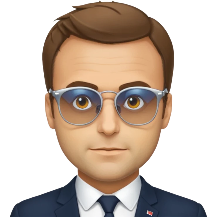 Emanuel Macron avec des lunettes de soleil qui dit : for sur  emoji