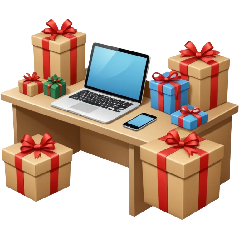 create a realistic christmas packaging working station emoji