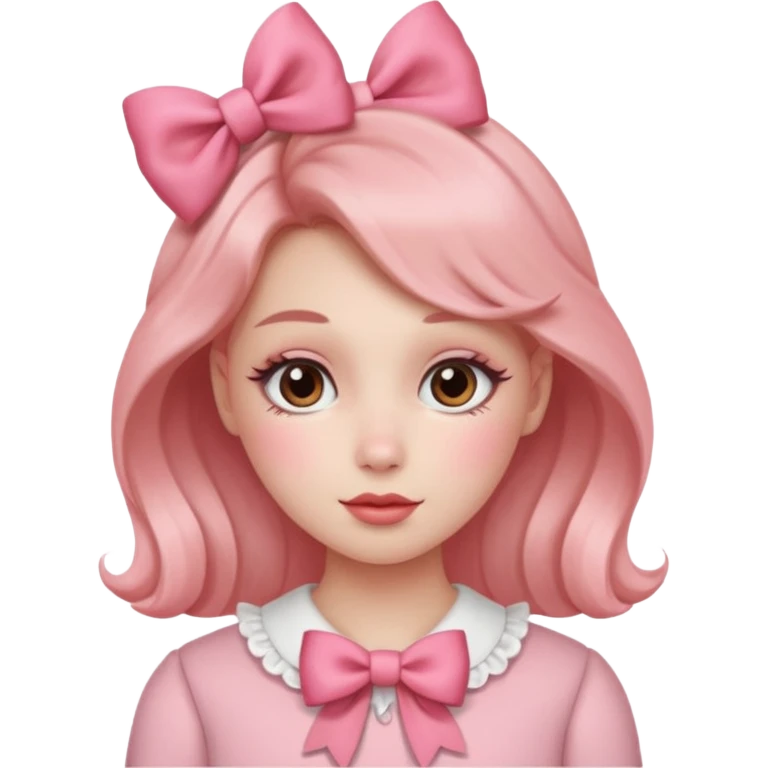 Blush face with coquette bows emoji