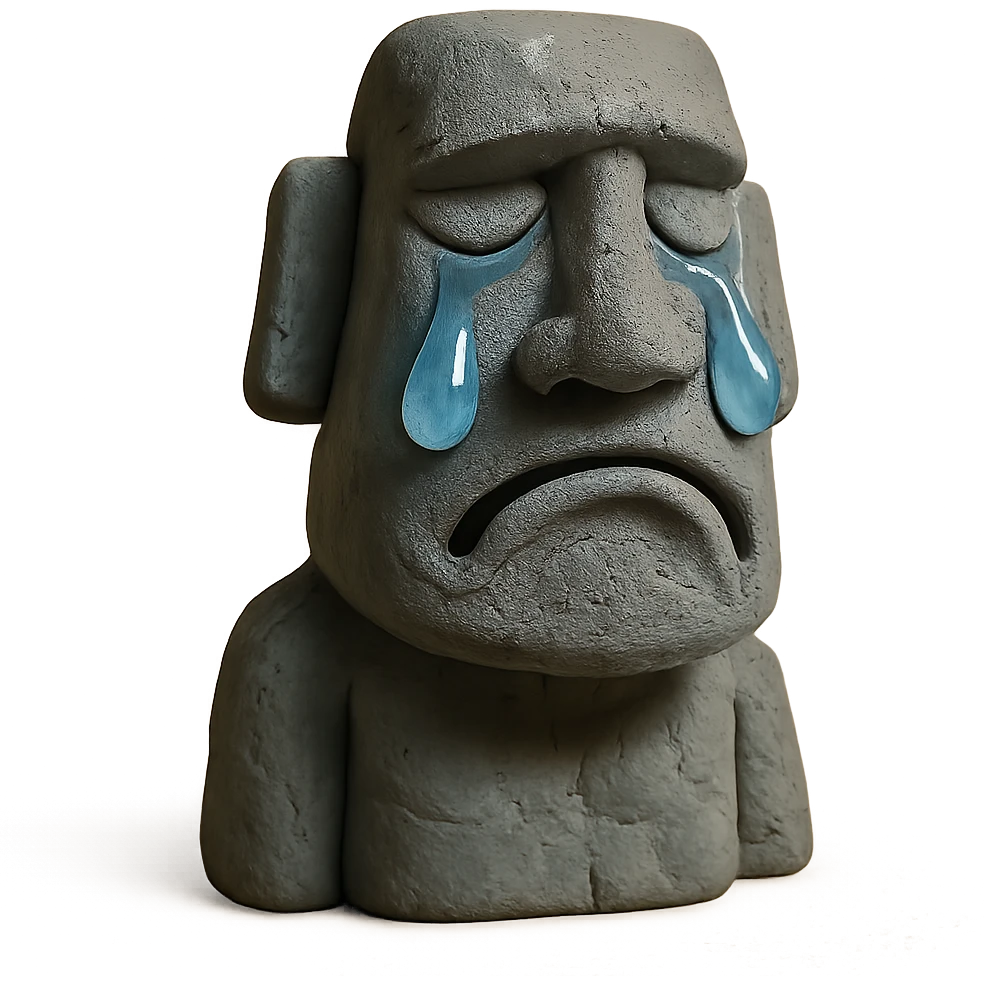 crying moai statue emoji