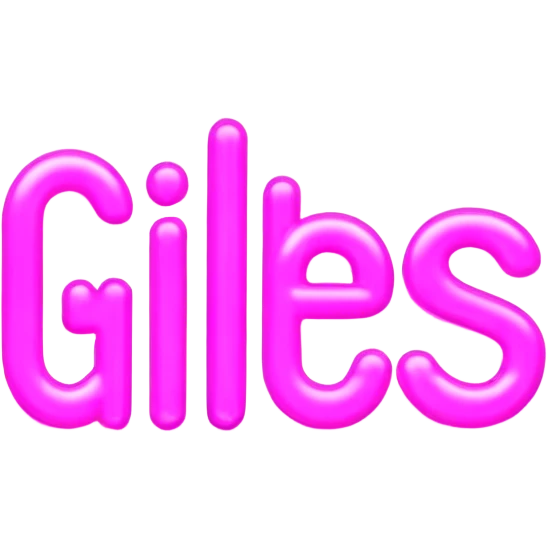 Pink neon sign with the word Giles emoji