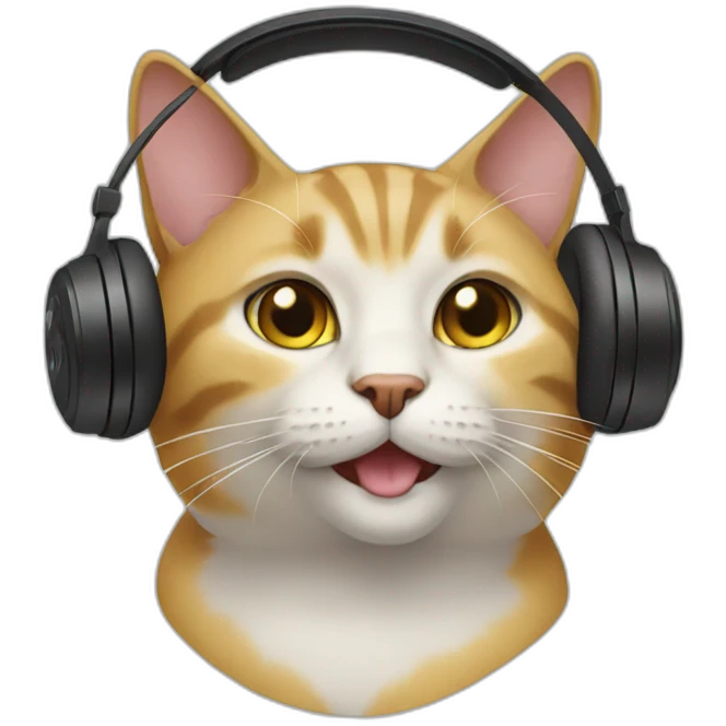 cat with headphones  emoji