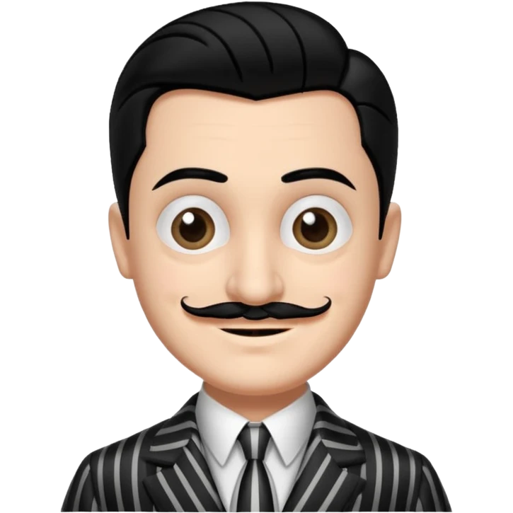 Design Gomez Addams in a striped suit with slick hair & quirky smile. emoji