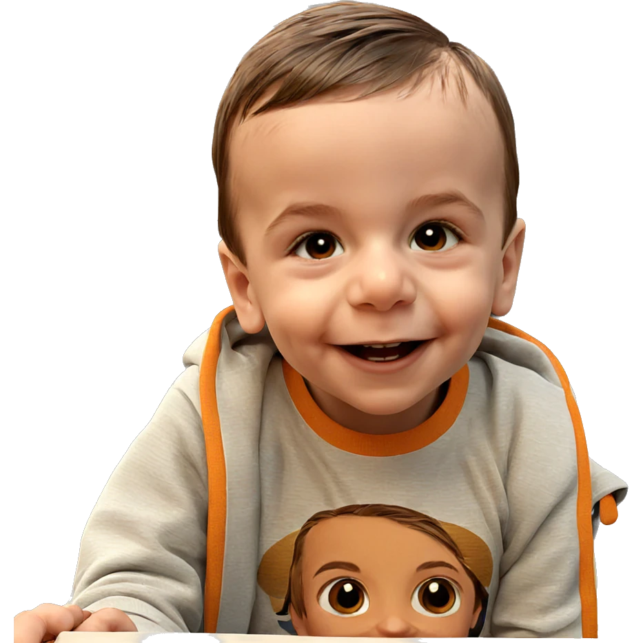 smiling boy indoors with brown hair emoji