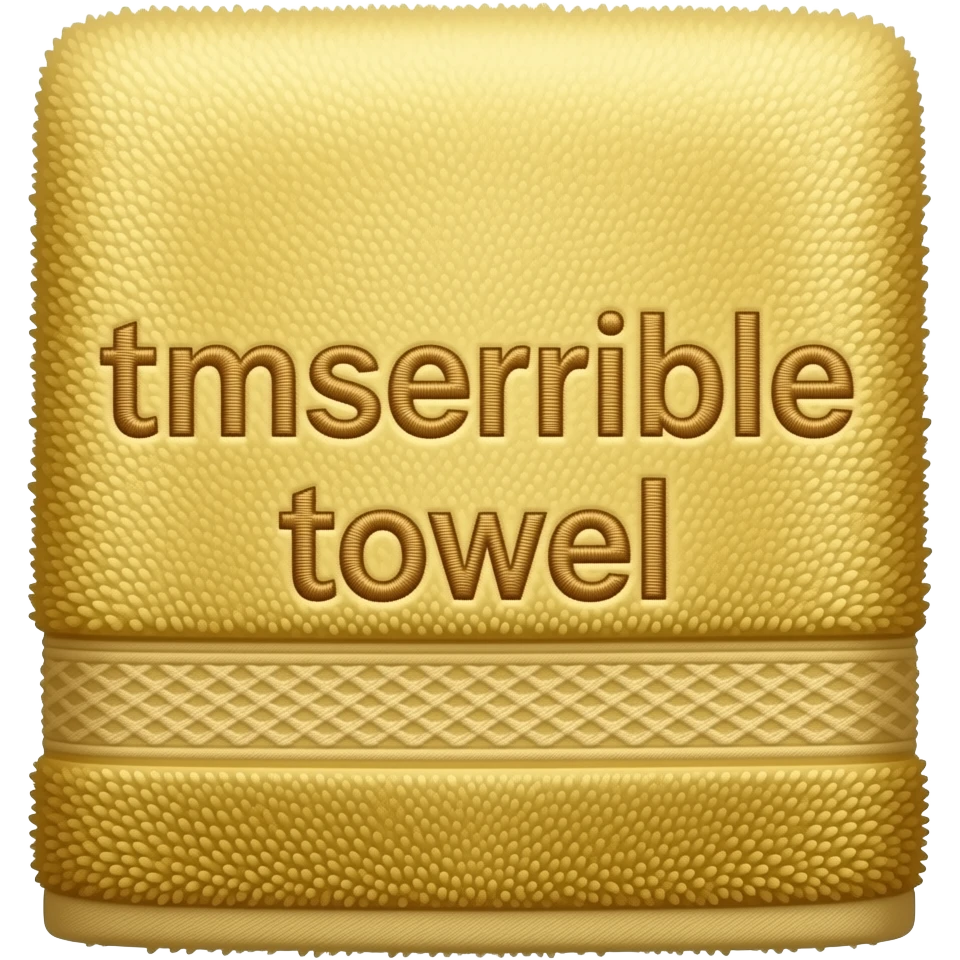 Rectangle Gold towel that says tmserrible towel on it emoji