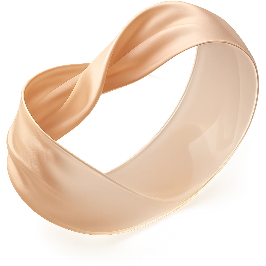 Mobius strip made of a ribbon, 3D, silky texture, soft folds, elegant color, realistic lighting emoji