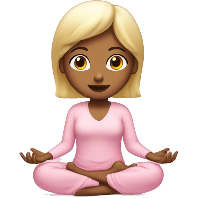 blonde girl meditating in baby pink outfit emoji