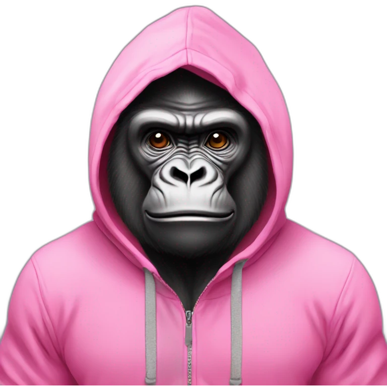 Gorilla in a pink hoodie emoji