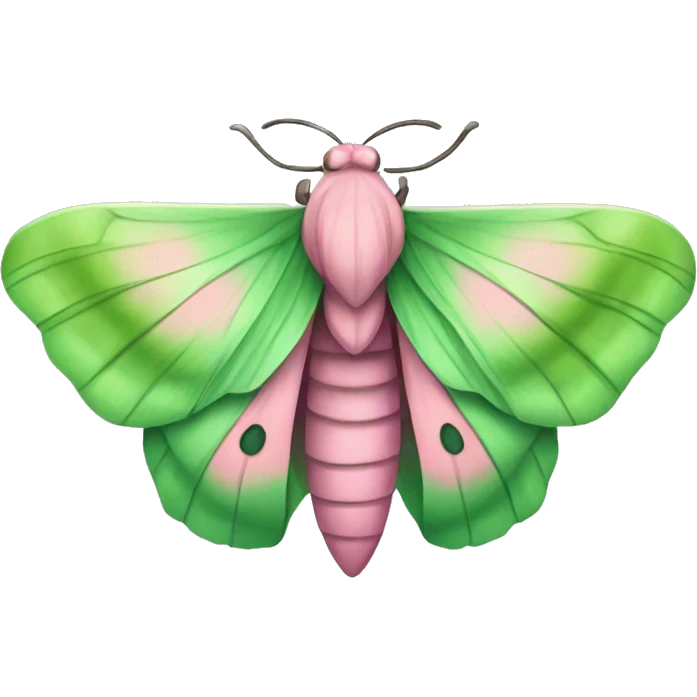 beautiful pink and green moth emoji