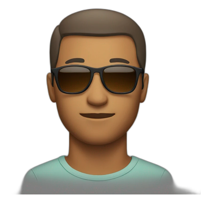 A brown masculine man bald with short beard and sun glass emoji
