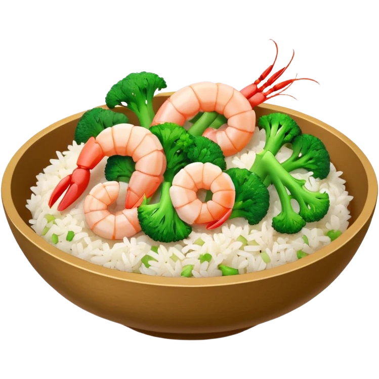 Shrimp and broccoli with white rice Chinese takeout emoji