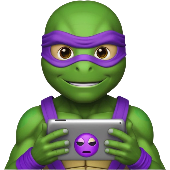 Donatello from Teenage Mutant Ninja Turtles, emoji style, using a hologram device emoji
