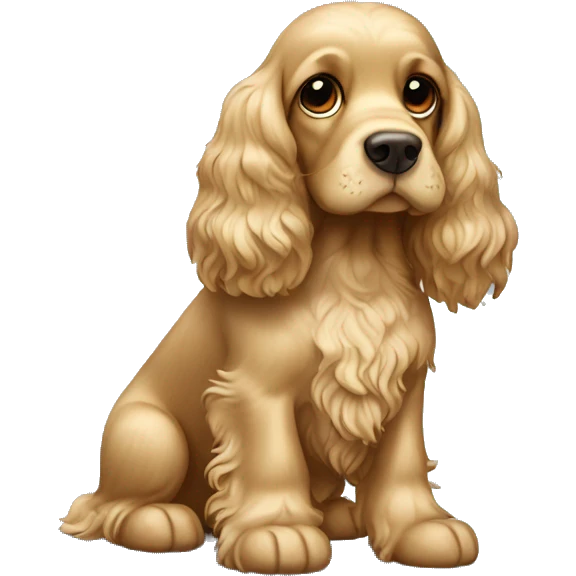 Cocker spaniel dourada com um perna de peru na boca emoji