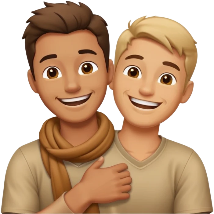 guy with arm crossed around his neck laughing emoji