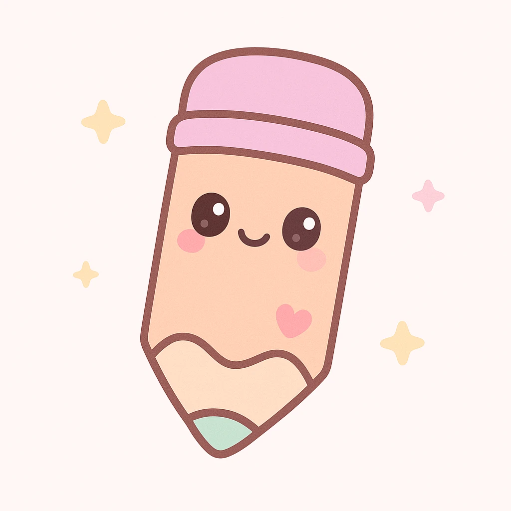 cute style illustration of a pencil, school supplies emoji