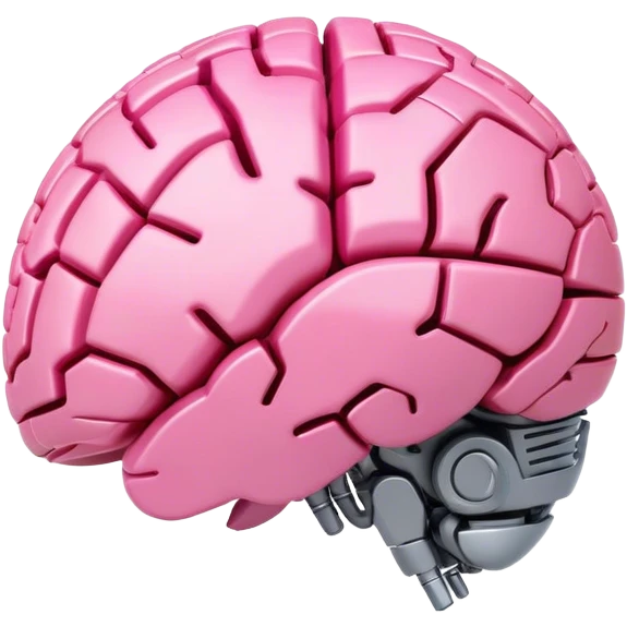 3d pink robotic brain in a form of earth from an angled perspective emoji