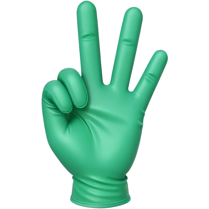 Green medical glove with index finger up emoji