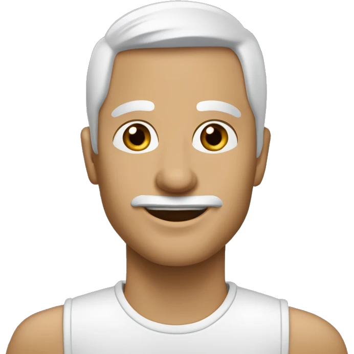 Белая собака с коричневыми глазами и серыми ушами emoji