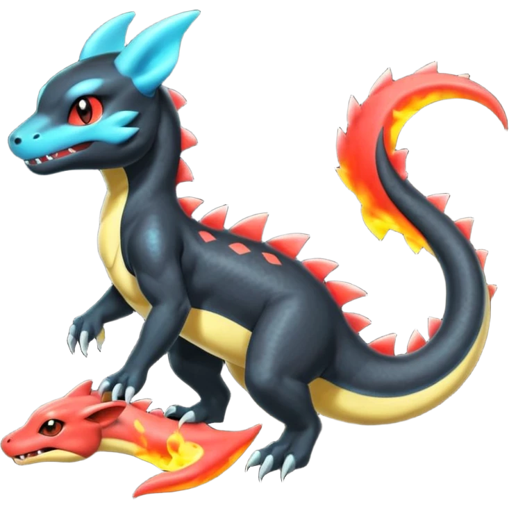 Shiny Salandit-Umbreon-Charmeleon-Fakémon-hybrid-creature (full body)  emoji