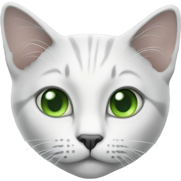 white, some gray cat with green eyes emoji