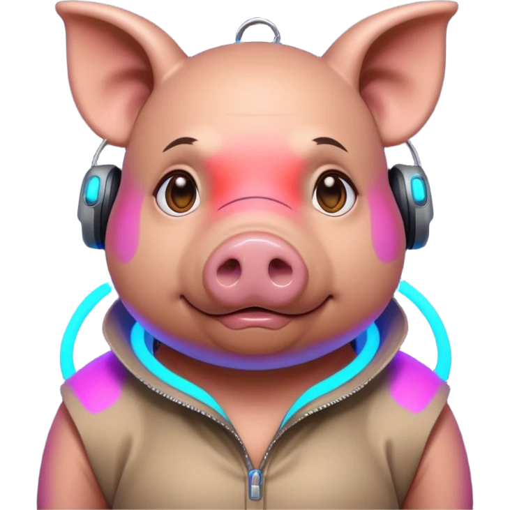 cyberpunk neon colorful wearring pig emoji
