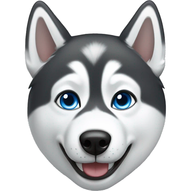 Husky with one brown eye and one blue eye smiling with tongue sticking out to side  emoji