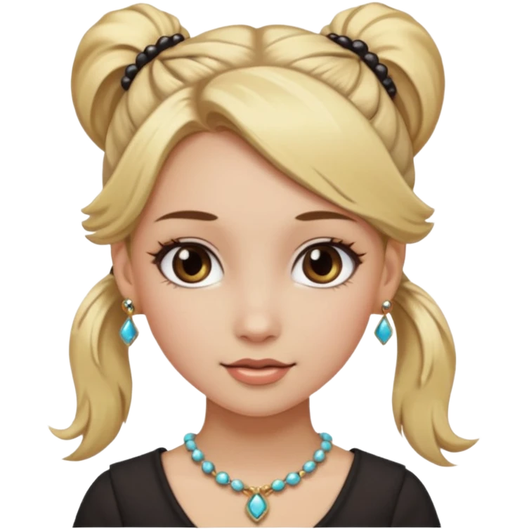 fancy blonde hair girl with ponytails brown makeup and jewellery emoji