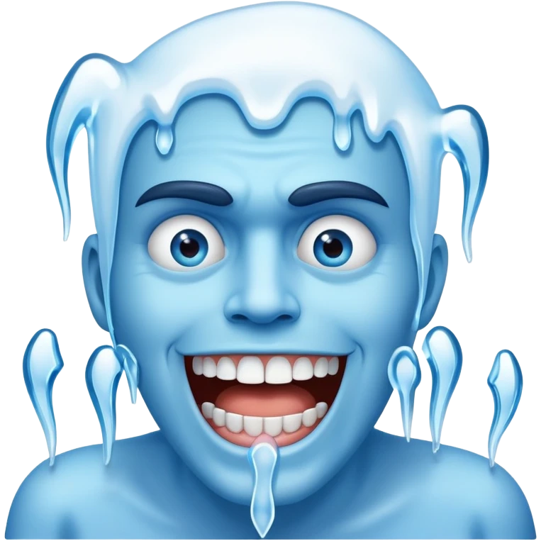Shivering blue face with chattering teeth and icicles emoji