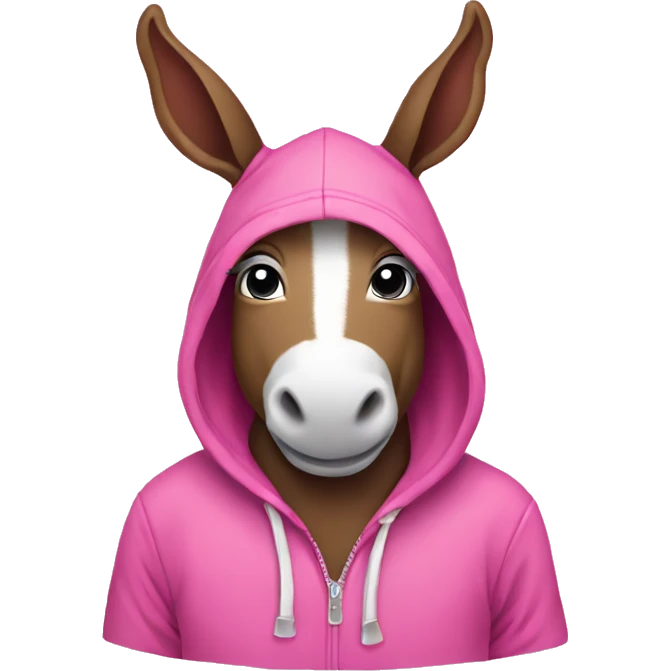 Pink donkey wearing a hoodie emoji