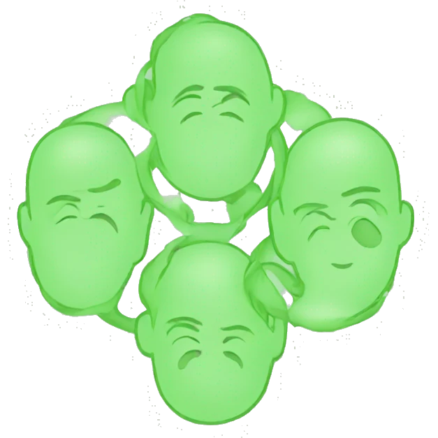 Four circles together, light green emoji