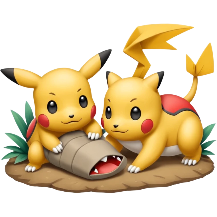 2 friendly pokemans one fell down and the other is helping the other get up  emoji