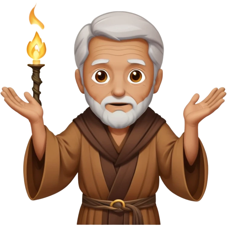 elderly man in a robe casting a glowing magic spell emoji