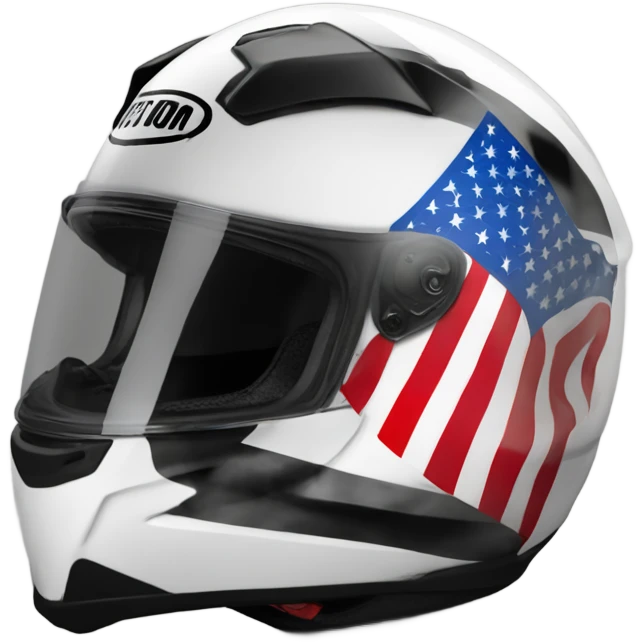 Sport bike motorcycle helmet white and black with the American flag. Like the shoei helmet  emoji