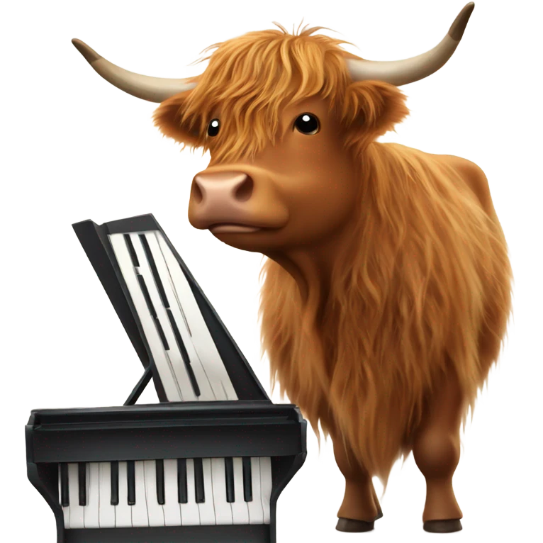 Highland Cow playing the piano  emoji